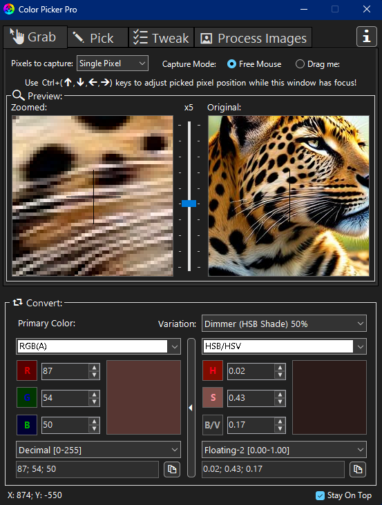 Screen Pixel Color Grabber