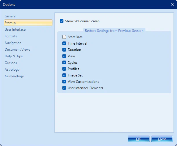 Biorhythms Calculator 2026 Options Window