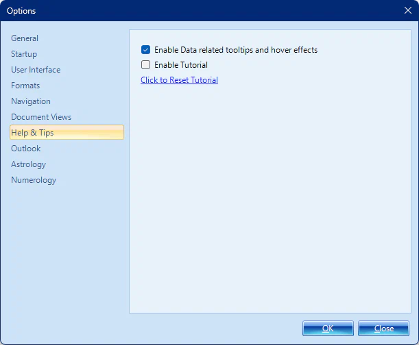 Biorhythms Calculator 2026 Options Window