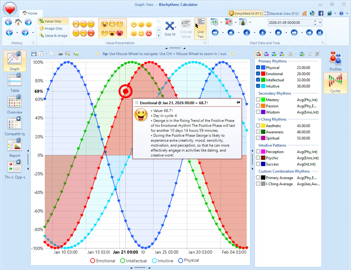 Intuitive User Interface to Explore Biorhythms