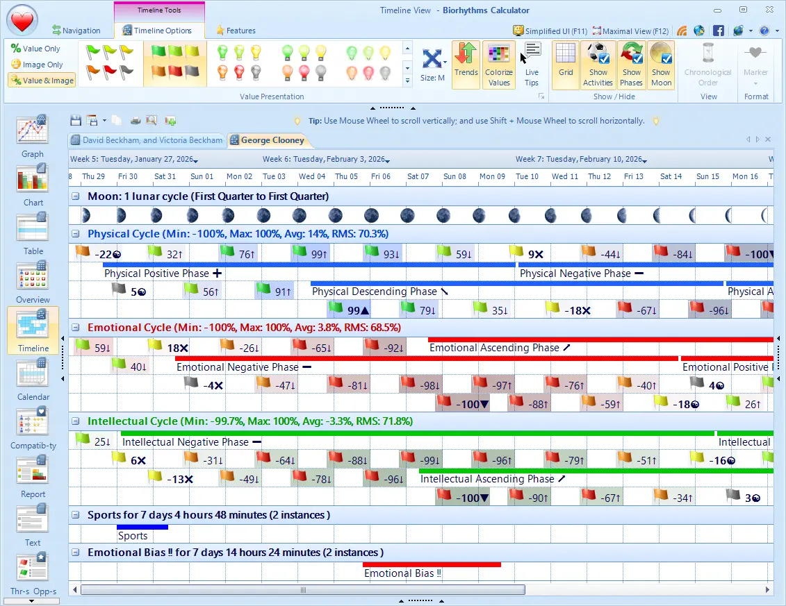 Biorhythms Timeline View